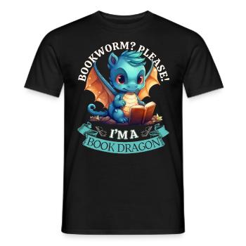 Bücherwurm: "Bookworm? Please! I'm A Book Dragon" - Männer T-Shirt - Schwarz - Vorne - AI Model Male 178 light (178cm)