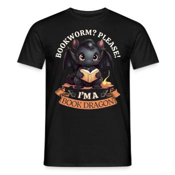 Bücherwurm: "Bookworm? Please! I'm A Book Dragon" - Männer T-Shirt - Schwarz - Vorne - AI Model Male 178 light (178cm)