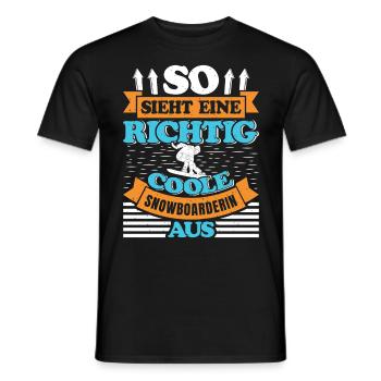 So Sieht eine Richtig Coole Snowboarderin aus - Männer T-Shirt - Schwarz - Vorne - AI Model Male 178 light (178cm)