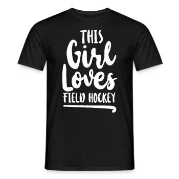 Hockey sur gazon Cette fille aime le terrain - T-shirt homme - noir - Devant - AI Model Male 178 light (178cm)