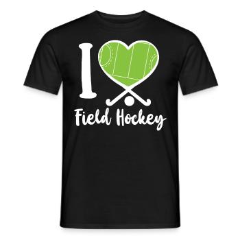 Field Hockey Heart I Love Field - Men's T-Shirt - black - Front - AI Model Male 178 light (178cm)
