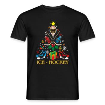 Eishockey Weihnachtsbaum Weihnachten - Männer T-Shirt - Schwarz - Vorne - AI Model Male 178 light (178cm)