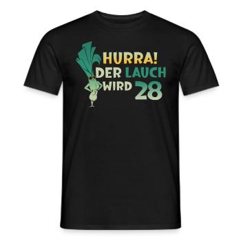 Hurra der Lauch wird 28 - Männer T-Shirt - Schwarz - Vorne - AI Model Male 178 light (178cm)