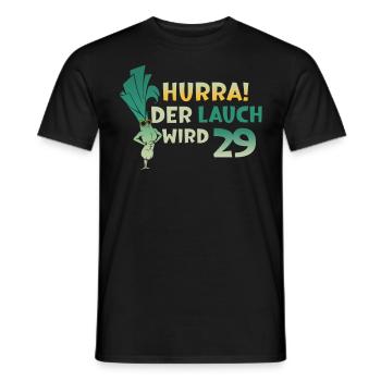 Hurra der Lauch wird 29 - Männer T-Shirt - Schwarz - Vorne - AI Model Male 178 light (178cm)