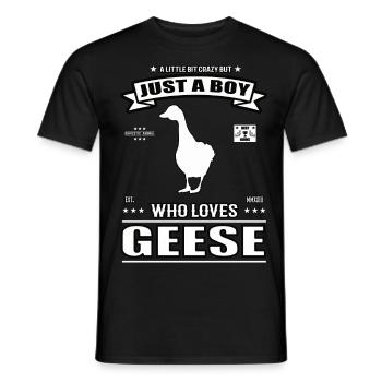 Just a Boy Who Loves Goose Outfit - Men's T-Shirt - black - Front - AI Model Male 178 light (178cm)