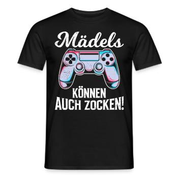 Mädels können auch Zocken! Video Spiele Frauen - Männer T-Shirt - Schwarz - Vorne - AI Model Male 178 light (178cm)