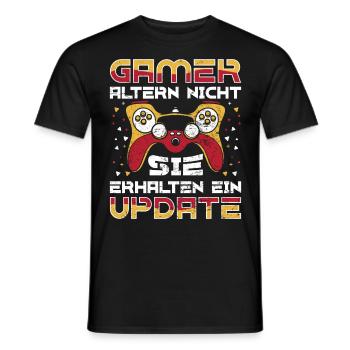 Gamer Altern Nicht Sie Leveln Retro Gamer Zocken - Männer T-Shirt - Schwarz - Vorne - AI Model Male 178 light (178cm)