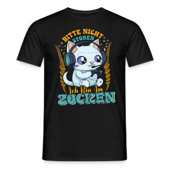 Gaming Katze Bitte nicht Stören Bin am Zocken - Männer T-Shirt - Schwarz - Vorne - AI Model Male 178 light (178cm)