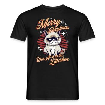 Wütende Katze Xmas Sarkastisch Lustige Katze Meme - Männer T-Shirt - Schwarz - Vorne - AI Model Male 178 light (178cm)