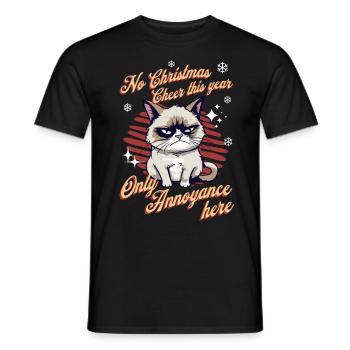 Angry Cat Xmas Sarcastic Funny Cat Meme - Men's T-Shirt - black - Front - AI Model Male 178 light (178cm)
