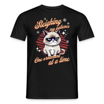 Wütende Katze Xmas Sarkastisch Lustige Katze Meme - Männer T-Shirt - Schwarz - Vorne - AI Model Male 178 light (178cm)