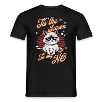 Wütende Katze Xmas Sarkastisch Lustige Katze Meme - Männer T-Shirt - Schwarz - Vorne - AI Model Male 178 light (178cm)