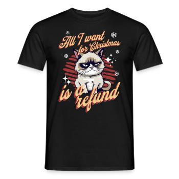 Wütende Katze Xmas Sarkastisch Lustige Katze Meme - Männer T-Shirt - Schwarz - Vorne - AI Model Male 178 light (178cm)