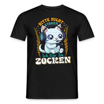 Gaming Katze Bitte nicht Stören Bin am Zocken - Männer T-Shirt - Schwarz - Vorne - AI Model Male 178 light (178cm)