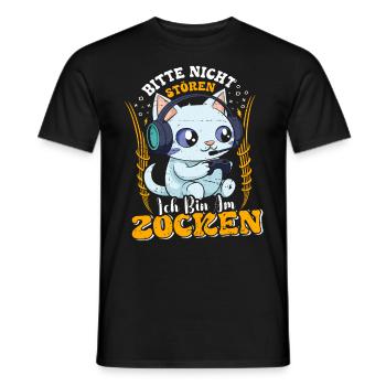 Gaming Katze Bitte nicht Stören Bin am Zocken - Männer T-Shirt - Schwarz - Vorne - AI Model Male 178 light (178cm)