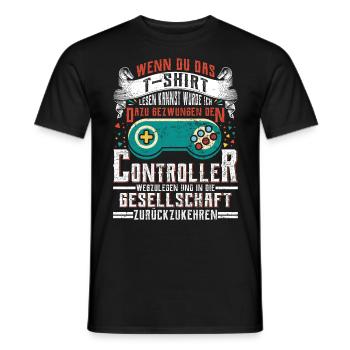 Gamer Wenn du das Lesen Kannst Zurück zur - Männer T-Shirt - Schwarz - Vorne - AI Model Male 178 light (178cm)