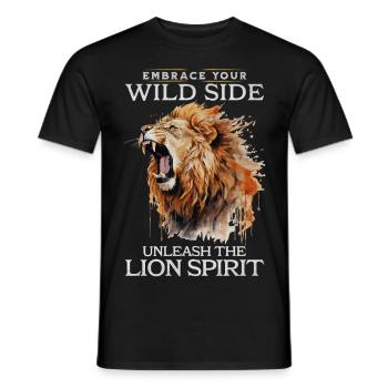 lion, lion head, strong, wild, pride, brave, royal, - Men's T-Shirt - black - Front - AI Model Male 178 light (178cm)