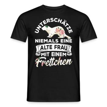 Unterschätze niemals eine alte Frau mit Frettchen - Männer T-Shirt - Schwarz - Vorne - AI Model Male 178 light (178cm)