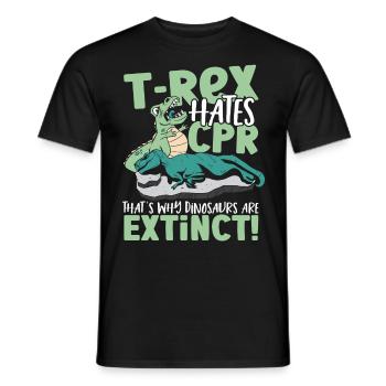 T-Rex hasst HLW Deshalb sind Dinosaurier - Männer T-Shirt - Schwarz - Vorne - AI Model Male 178 light (178cm)