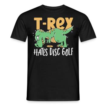 T-Rex hasst Disc Golf T Rex Dinosaurier - Männer T-Shirt - Schwarz - Vorne - AI Model Male 178 light (178cm)