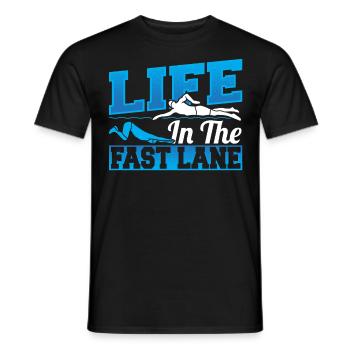 Swimmer Life In The Fast Lane Swimming - Men's T-Shirt - black - Front - AI Model Male 178 light (178cm)