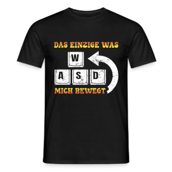 Gamer Das Einzigste Was Mich Bewegt WASD - Männer T-Shirt - Schwarz - Vorne - AI Model Male 178 light (178cm)