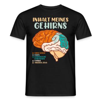 Video Spieler Inhalt meines Gehirns Videospiele - Männer T-Shirt - Schwarz - Vorne - AI Model Male 178 light (178cm)