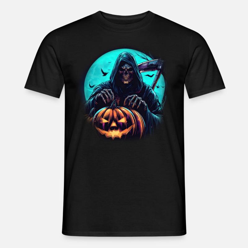 Der Kürbis-Sensenmann - Männer T-Shirt - Schwarz