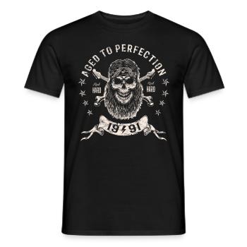 1991 Geburtstag Aged to perfection Rock Hard - Männer T-Shirt - Schwarz - Vorne - AI Model Male 178 light (178cm)