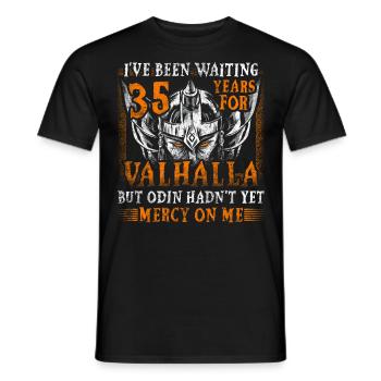 Waiting 35 Years for Valhalla 35th Birthday - Men's T-Shirt - black - Front - AI Model Male 178 light (178cm)