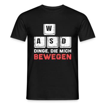 Zocken PC WASD Dinge die mich Bewegen Zocker - Männer T-Shirt - Schwarz - Vorne - AI Model Male 178 light (178cm)