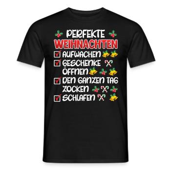 Gamer Perfekte Weihnachten Video Spiele Zocken - Männer T-Shirt - Schwarz - Vorne - AI Model Male 178 light (178cm)