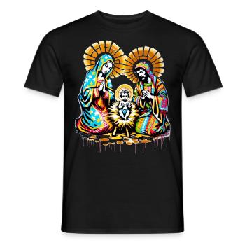 Weihnachtsfamilie | Frohe Weihnachten Jesus Maria - Männer T-Shirt - Schwarz - Vorne - AI Model Male 178 light (178cm)