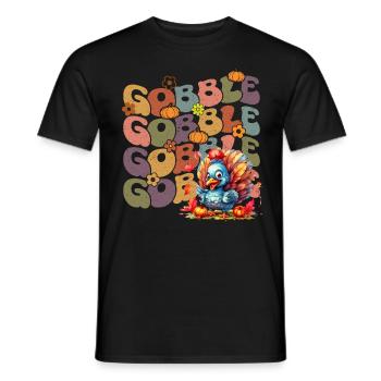Happy Thanksgiving: Gobble Gobble Happy Turkey Day - T-shirt homme - noir - Devant - AI Model Male 178 light (178cm)