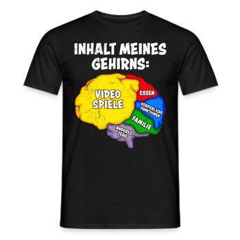 Gamer Inhalt meines Gehirns: Video Spiele Zocken - Männer T-Shirt - Schwarz - Vorne - AI Model Male 178 light (178cm)