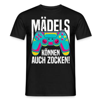 Mädels können auch Zocken! Video Spiele Frauen - Männer T-Shirt - Schwarz - Vorne - AI Model Male 178 light (178cm)