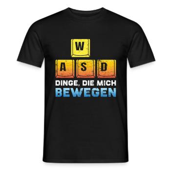 Zocken PC WASD Dinge die mich Bewegen Zocker - Männer T-Shirt - Schwarz - Vorne - AI Model Male 178 light (178cm)