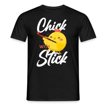 Field Hockey Chicken Chick With - Men's T-Shirt - black - Front - AI Model Male 178 light (178cm)