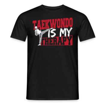 Martial Arts Taekwondo Is My Therapy Tae kwon do - Men's T-Shirt - black - Front - AI Model Male 178 light (178cm)