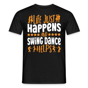 La vie se passe comme ça et la danse swing aide - T-shirt homme - noir - Devant - AI Model Male 178 light (178cm)