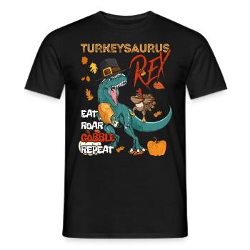 Les enfants drôle Turkeysaurus Rex Dab Dinde Dino - T-shirt homme - noir - Devant - AI Model Male 178 light (178cm)