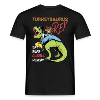 Les enfants drôle Turkeysaurus Rex Dab Dinde Dino - T-shirt homme - noir - Devant - AI Model Male 178 light (178cm)