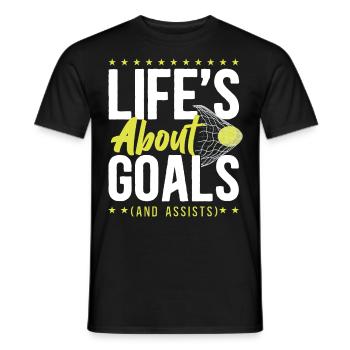 Hockey sur gazon : La vie est une question d’objectifs - T-shirt homme - noir - Devant - AI Model Male 178 light (178cm)