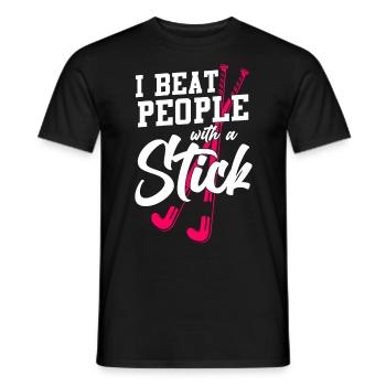 Field Hockey I Beat People With A - Men's T-Shirt - black - Front - AI Model Male 178 light (178cm)