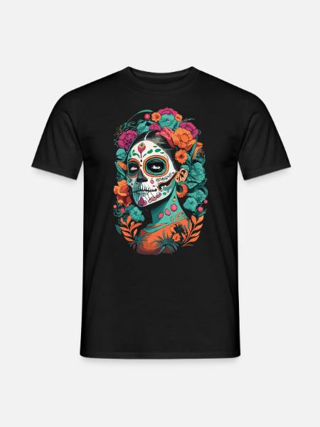 Fiesta del Día de los Muertos - La Catrina - Männer T-Shirt - Schwarz