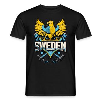 Pride of Sweden - Our Heroic Coat of Arms - Men's T-Shirt - black - Front - AI Model Male 178 light (178cm)