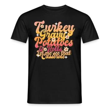 Turkey Gravy Potatoes Retro Thanksgiving Women - Männer T-Shirt - Schwarz - Vorne - AI Model Male 178 light (178cm)