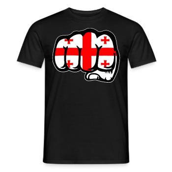 Georgia Flag Fist - Men's T-Shirt - black - Front - AI Model Male 178 light (178cm)