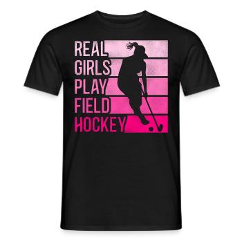 Terrain de jeu de vraies filles de hockey sur gazon - T-shirt homme - noir - Devant - AI Model Male 178 light (178cm)