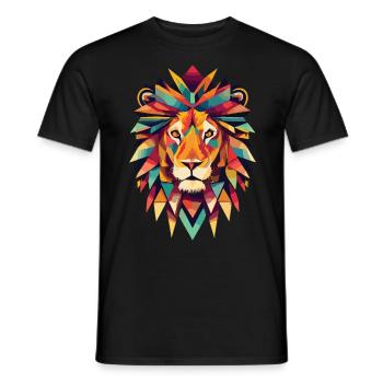 Geometric Lion Head - Men's T-Shirt - black - Front - AI Model Male 178 light (178cm)